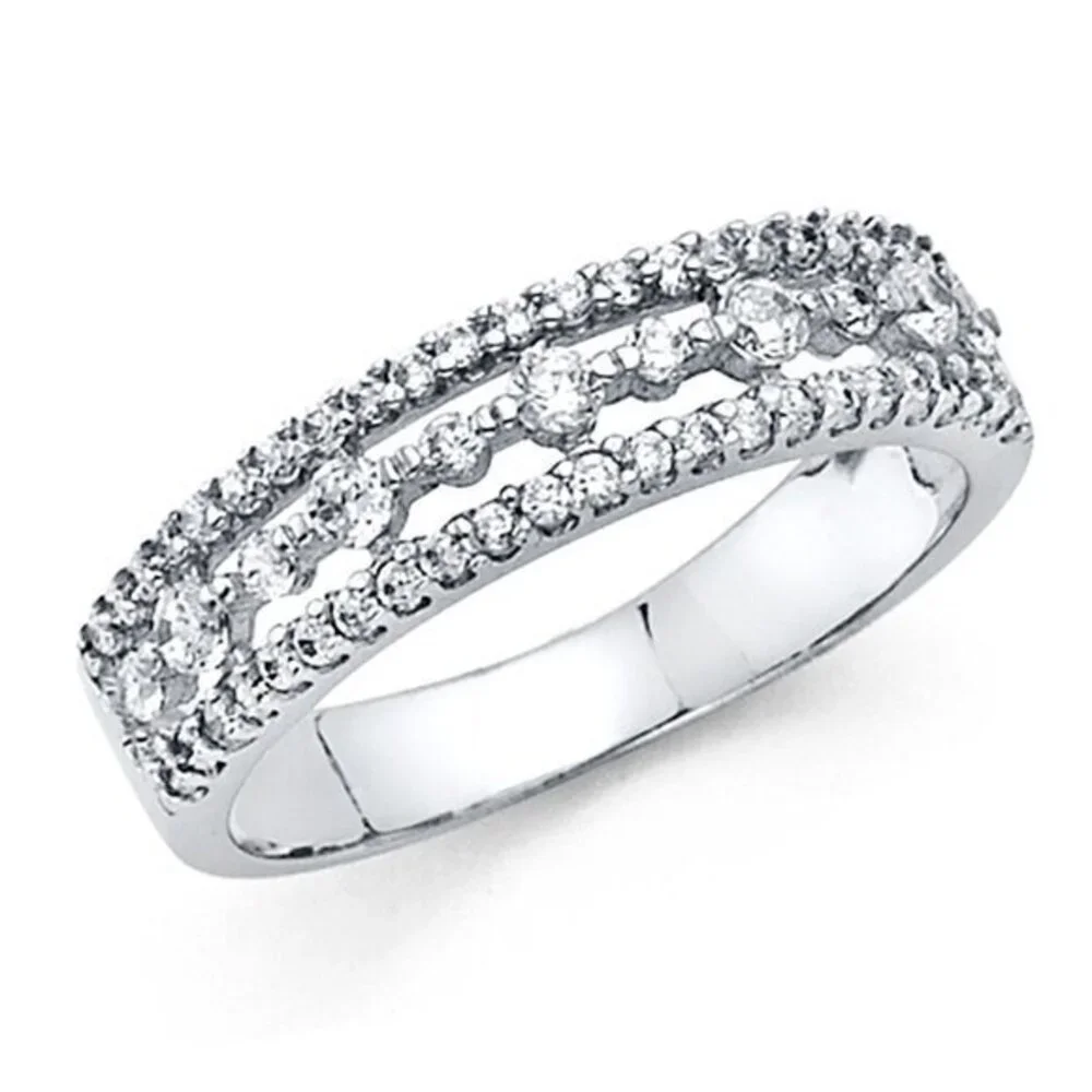 New 14k Solid White Gold 0.75 Ct. Wedding Band Ring